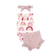 thumbnail image 2 of ITFABS Combinaison à Col Rond pour Bébés + Ensemble de Shorts à Nœud avec Bandeau Doux, 2 of 9