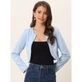 thumbnail image 2 of Cárdigan Crop Top Dobladillo Curvo Frente Abierto Bolero Encogimiento Hombros De Otoño Invierno Para Mujer Allegra K Azul Claro S, 2 of 6