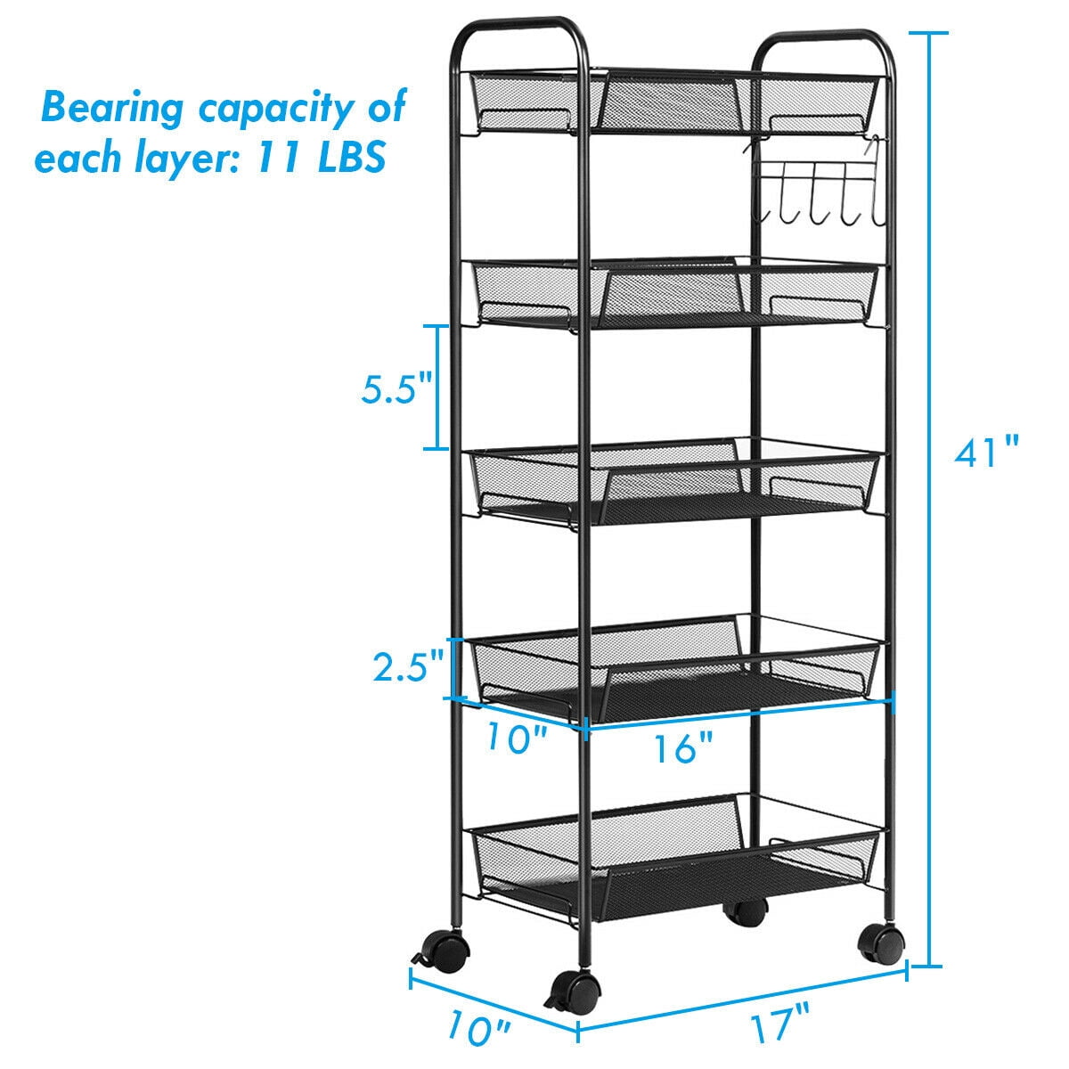 3 Tier Mesh Trolley Rolling File Utility Cart Home Office Kitchen Storage Basket