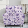thumbnail image 2 of Renewold Butterfly Violet Stretch Recliner Chair Cover Washable Couch Cover Recliner 4 Pieces Polyester Spandex Reclining Slipcover Furniture Protector for Reclining Sofa, 2 of 8