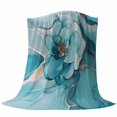 thumbnail image 6 of Teal Floral Marble Blanket Soft Cozy Warm Throw Blanket for Couch, Plush Fuzzy Flannel Fleece Blankets for Sofa, Modern Abstract Impressionist Art Bed Blankets Lightweight Gifts for Women, 50"x60", 6 of 9