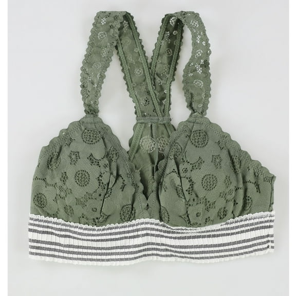 American Eagle Womens Floral Lace Bralette, Green, X-Small
