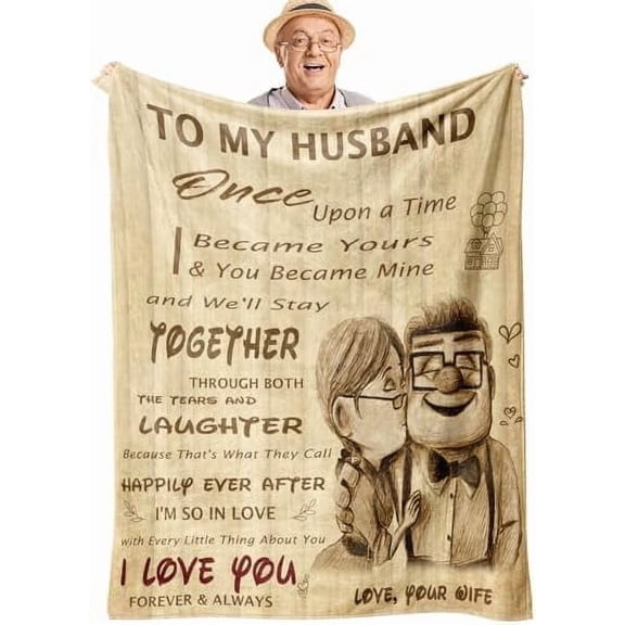 Gifts for Husband from Wife, to My Husband Blanket Wedding Anniversary Romantic Gifts for Husband Birthday Christmas Valentine's Fathers Day Healing Thoughts Blanket, Presents for Him