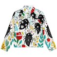 thumbnail image 4 of Jackets for Women Winter Coat Jackets Flannel Stand Collar Jacket(Floral Bugs Whimsical Art Print,Size:S-4XL), 4 of 7