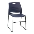 thumbnail image 2 of BizChair Commercial Grade 660 lb. Capacity Navy Plastic Stack Chair with Black Powder Coated Sled Base Frame and Integrated Carrying Handle, 2 of 12