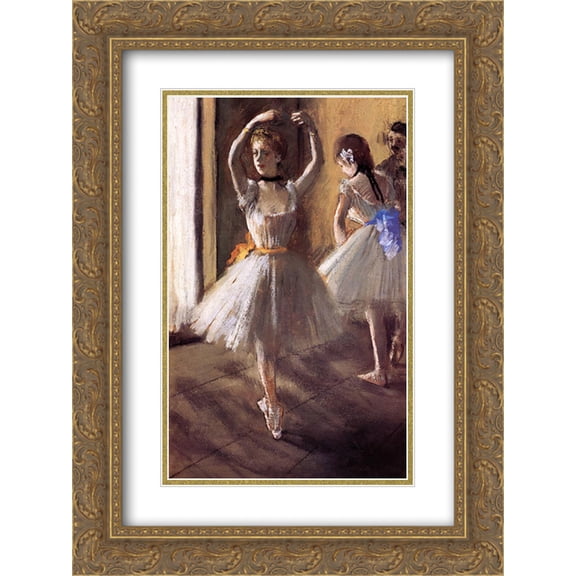 Edgar Degas 2x Matted 20x24 Gold Ornate Framed Art Print 'Two Dancers in the Studio (Dance School)'