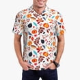 thumbnail image 2 of Balery Autumn Pumpkins Fall Leaves Printed Men’s Short Sleeve Polo Shirt, Midweight Men's Shirt,Golf Polo shirts -XX-Large, 2 of 8