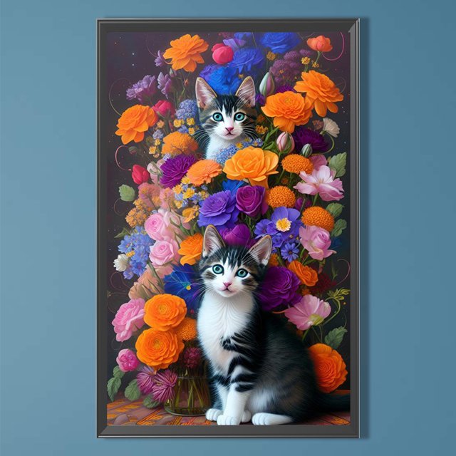 Cuadros Decorativos 5D bricolaje taladro redondo completo diamante pintura gato Kit decoración del hogar artesanía (w2026) Wdftyju embutido en tela