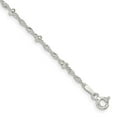 thumbnail image 6 of 925 Sterling Silver 2.5mm Singapore with Beads Chain Anklet for Women 10", 6 of 6