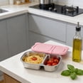 thumbnail image 5 of 2-Compartment Stainless Steel Snack Containers with Silicone Lids, Meal Prep Containers for Easter Storage, Leak-Proof Bento Boxes for Snacks/Meals, Rust-Resistant Food Containers, 7*2*2in, Pink, 5 of 5