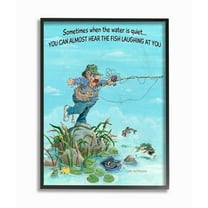 Stupell Industries Fish Laughing Funny Sports Fishing Cartoon Design Framed Wall Art by Gary Patterson