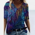 thumbnail image 2 of PENGXIANG Mode Femmes Été Imprimé Manches Courtes Col Rond T-Shirt Décontracté Tee Tops T-Shirt pour Femmes, 2 of 3