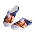 thumbnail image 2 of Daiia Lantern On Snow With Christmas Print Women’s Fuzzy Slippers Memory Foam Lightweight House Shoes Cozy Loafer Flannel House Shoes-46/47, 2 of 7