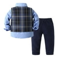thumbnail image 5 of NAFUU Boys' 4 Piece Formal Suit Set Long Sleeve Dress Shirt Checkered Vest Pants And Bowtie Birthday Party Suit Sets Boys Gentleman Outfits Suit Cute Winter Clothes 12-18 Months, 5 of 6