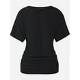 thumbnail image 5 of Women's Short Sleeve Shirts Solid Color Boat Neck Tops V Neck Shirts for Women Dolman Top with Side Shirring Detail, 5 of 5