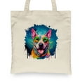 thumbnail image 2 of Hippie Bull Terrier Portrait oil painting Watercolor Tie-dye Vintage Canvas Tote Bag Bully Dog Lovers Gifts Idea Reusable Shopping Grocery Bag - 00015, 2 of 5