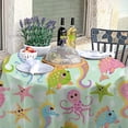 thumbnail image 4 of Coolnut Round Tablecloth Sea Creatures Modern Table Cover for Home Decoration Washable Table Cloth for Dinner Picnic 60in, 4 of 5