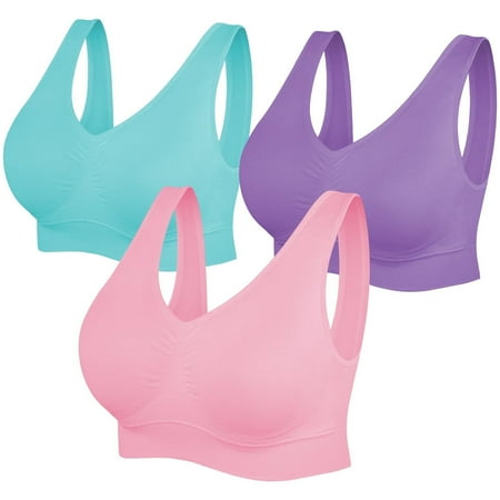 Comfortable Bra 3 Pack Seamless Removable Pads Sleep Bras Yoga Bra Sports Bras for Women