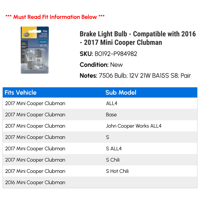 2017 mini cooper clubman sale brake light bulb replacement