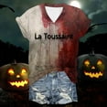 thumbnail image 2 of YDLCAFD Saint-Valentin T-Shirt Imprimé à Manches Courtes Col en V pour Femmes, 2 of 5