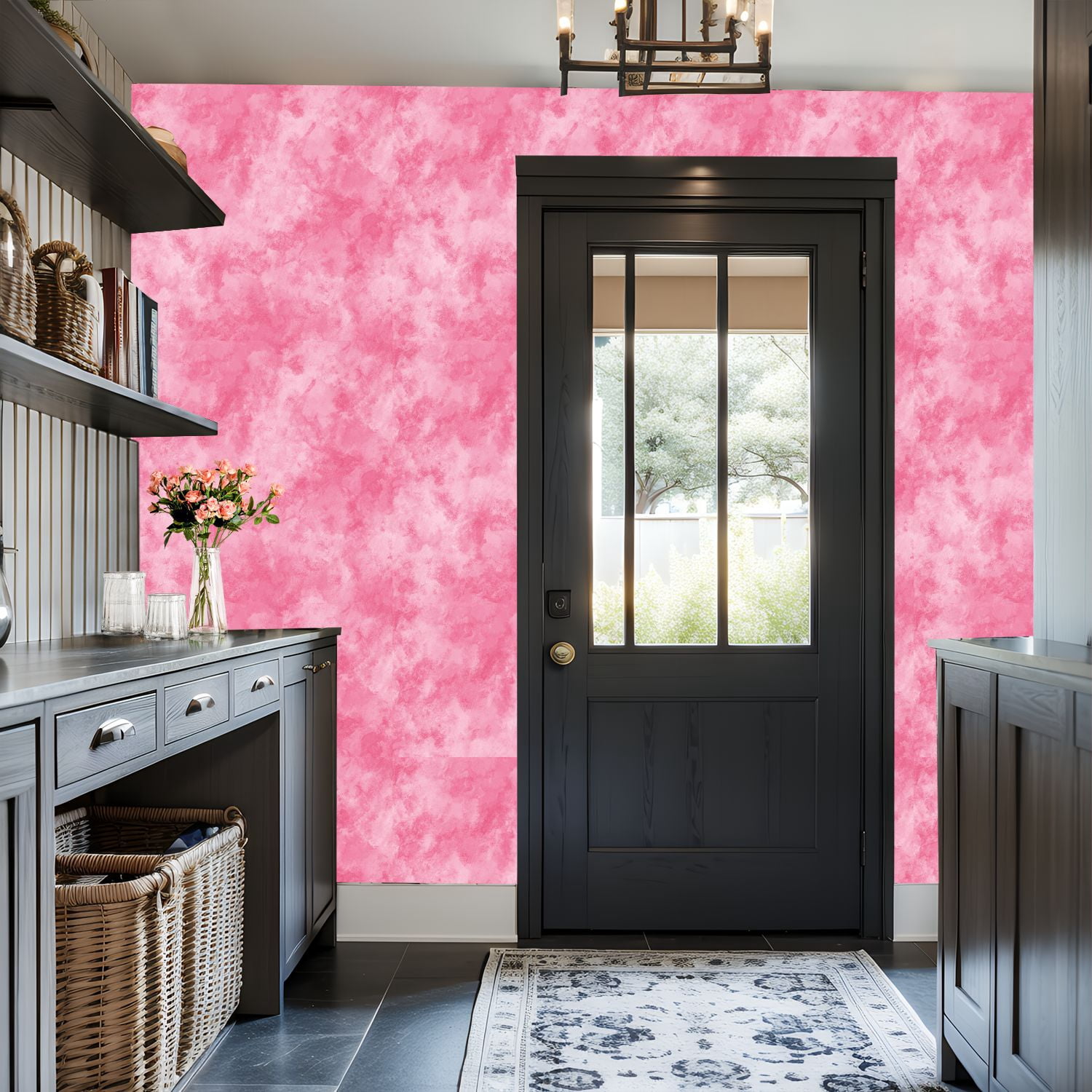 Peel and Stick Wallpaper Soft Pink Abstract Watercolor Gentle Hues Wall Mural 17.7in x 9.8ft Self Adhesive Removable Wall Paper Renter Friendly Wallpaper for Nursery Bedroom Cabinets