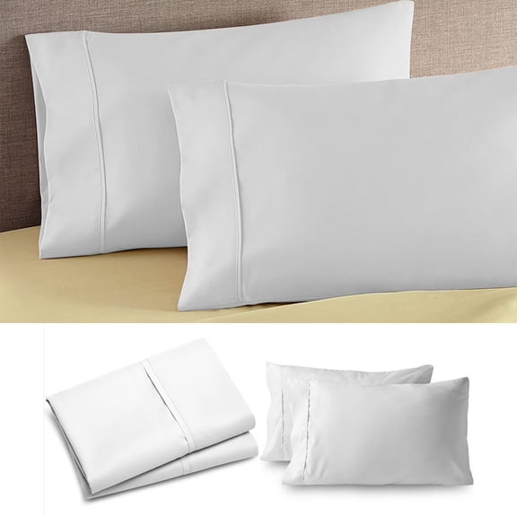 2 Set Bedding Standard Pillow Case with Envelope, Soft Brushed Microfiber Fabric，Keeping from Shrinkaging and Fading Pillowcase, 20 X 36 Inches (White)