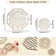 thumbnail image 2 of 8Pcs 4 Styles Laser Cut Coasters Octagon Wooden Carved Cup Mats Coaster Geometric Design Wooden Coasters Hexagon Shape Tabletop Decoration Wood Coaster for Tea Cup for diy, 2 of 5