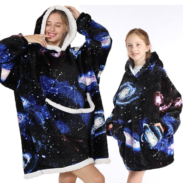 Sudadera con capucha de gran tamaño, manta de Sherpa de lana de felpa a juego para la familia, ropa para el hogar, venta