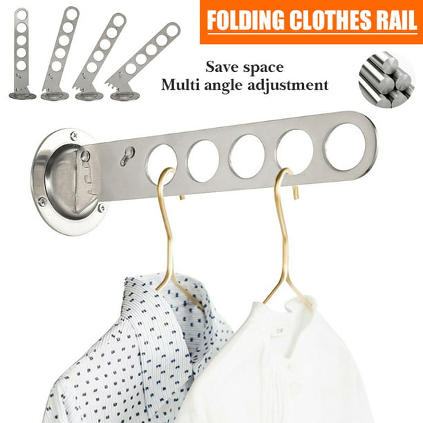 Lnkooo Folding Clothes Hanger Wall Mounted Rack Stainless Steel Clothing Mount Holder With Swing Arm For Laundry Room Closet Storage Organization Com - Wall Mount Hanger Holder