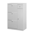 thumbnail image 5 of Shoe Cabinet, Freestanding Tipping Bucket Shoe Rack Organizer with 3 Flip Drawers, Entryway Narrow Shoe Storage with Adjustable Storage Shelf, Modern Slim Hidden Shoe Cabinet, White, 5 of 6