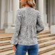 thumbnail image 5 of Top de gasa floral con cordón, camisa de gasa holgada y cómoda con farol, manga larga, cuello en V, para mujer, color negro, M, 5 of 7