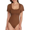 thumbnail image 2 of Xishao Body para mujer con cuello cuadrado y volantes de malla transparente, manga corta, ajuste delgado, blusa de cuerpo casual Xishao ropa, 2 of 2