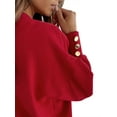 thumbnail image 3 of Nananla Women's Solid Color V Neck Long Sleeve Blouse Top, 3 of 4