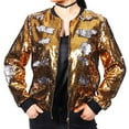 thumbnail image 2 of Veste d'Été pour Femmes, Veste à Paillettes Scintillantes Manteau de Baseball Élégant Mode, 2 of 5