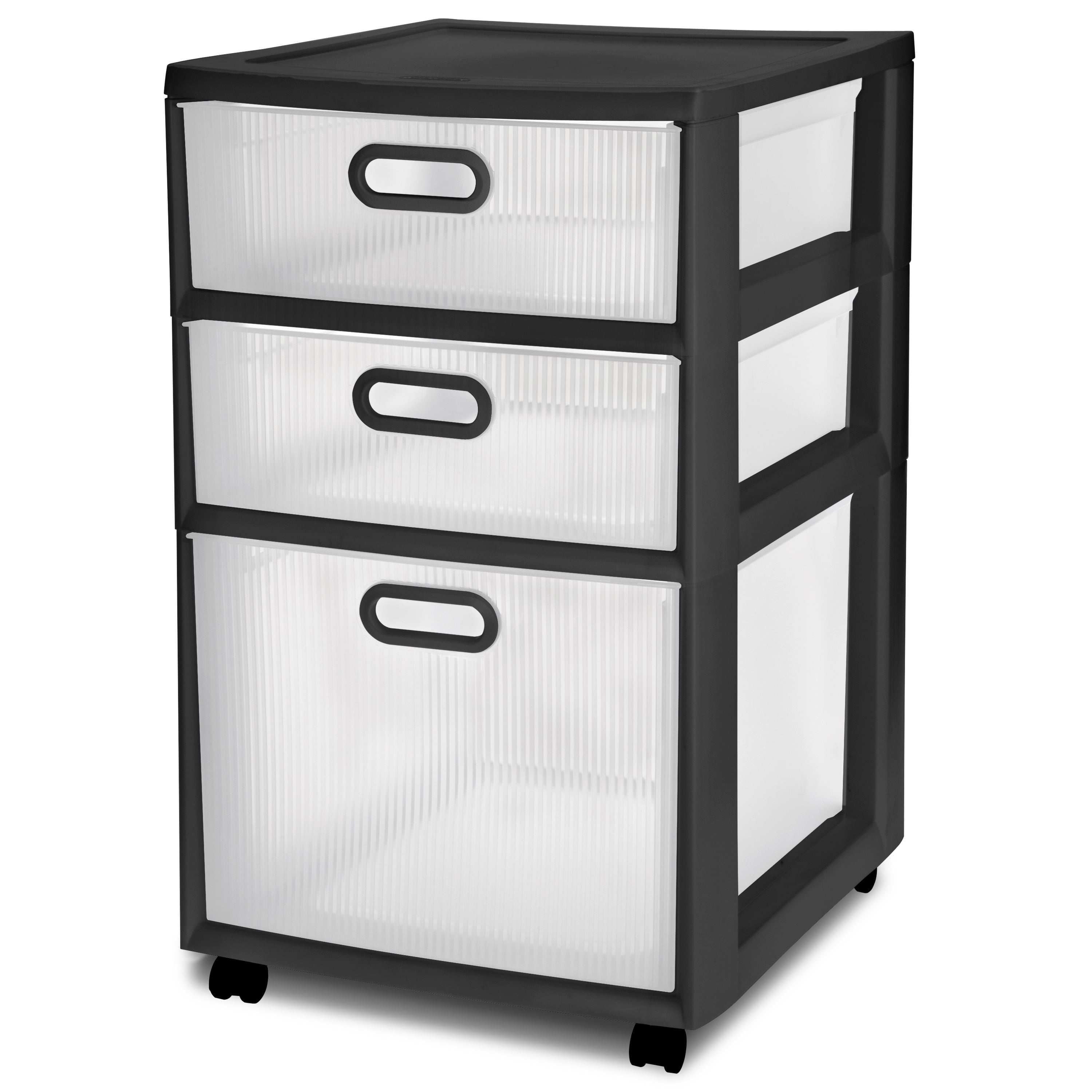 Sterilite Plastic 3 Drawer Ultra™ Cart Black Set of 2
