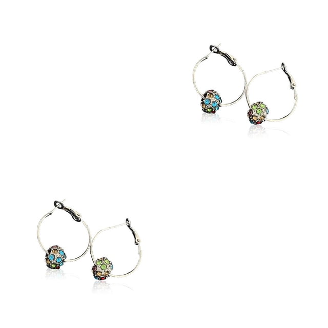 Qarigey 1 par de pendientes de aro, pendientes de tuerca, regalo de joyería de cumpleaños, cuentas de Color plateado Type2 NO2 Qarigey CBP227089