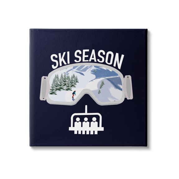 Stupell Industries Ski Season Phrases Sports Goggles Snowboard Slopes Blue, 24 x 24, Design by Ashley Singleton