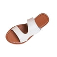 thumbnail image 3 of Agkizg Womens Indoor Outdoor Slides, Beach Walking Sandals, Solid Color Open Toe Flat Slide Sandals Comfortable Plus Size Casual Indoor Outdoor Beach Summer Slippers, 3 of 7