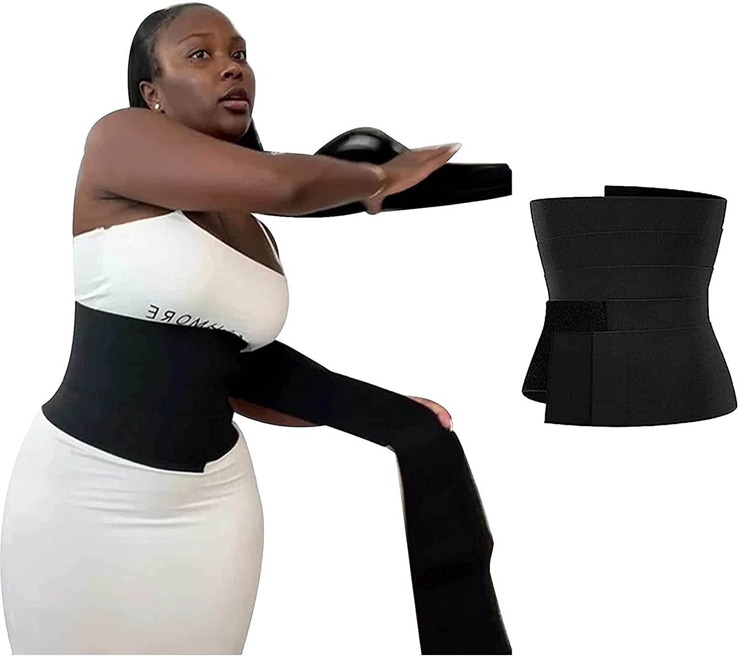 Tiktok Quick Snatch Me Up Bandage Wrap Lumbar Waist Support Belt,Adjustable Invisible Wrap Waist Trainer Tape for Lower Back Pain Relief and Body Shaping Black 