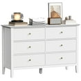 thumbnail image 1 of HOMCOM Commode Cannelée à 6 Tiroirs pour Chambre, Double Commode, Blanc, 1 of 10