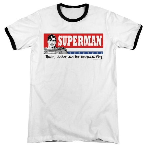 Superman Superman For President Adult Ringer T-Shirt White Black