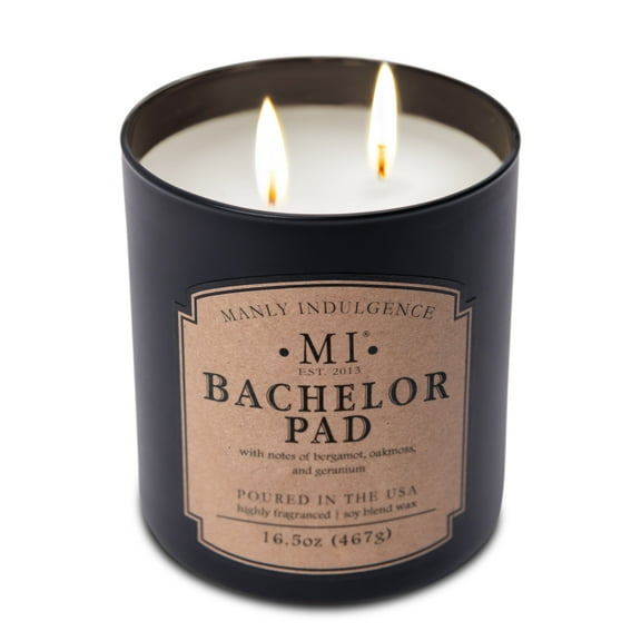 Manly Indulgence Classic  Bachelor Pad Scented Jar Candle, 2 Wick, 16.5 oz, 60h Burn, Fresh