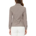 thumbnail image 3 of INSPIRE CHIC Women's Plaid Point Collar Long Sleeve Double Breasted Shirt, 3 of 6