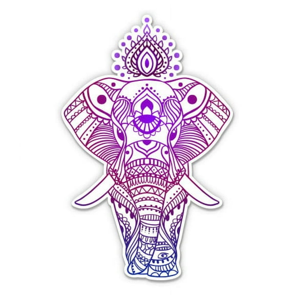 Pretty Ombre Elephant Mandala - 3" Vinyl Sticker - For Car Laptop Water Bottle Phone - Waterproof Decal