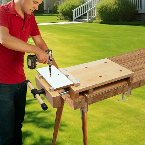 High-Quality Beech Wood Vise Workbench with Quick-Release Handle, G-Clamps & Limit Blocks – Portable, Durable Woodworking Clamp Tool