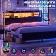 thumbnail image 2 of Aheaplus Headboard for King Size Bed with Storage, Headboards with LED Light, Power Outlets, USB Ports Twin Size Head Board, Wood headboard Only Sturdy and Stable Headboards, Modern, Black, 2 of 7