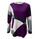 thumbnail image 4 of ICHUANYI Clearance Women Fashion Casual Round Neck Buttons Geometric Contrast Color Long Sleeve T-Shirt Top(Purple, M) ICHUANYI WER2023080707775, 4 of 5