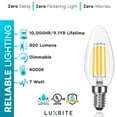 thumbnail image 4 of Luxrite 7W Candelabra LED Light Bulbs 100 Watt Equivalent 4000K Cool White 800 Lumens B11 Dimmable Damp Rated E12 16-Pack, 4 of 7