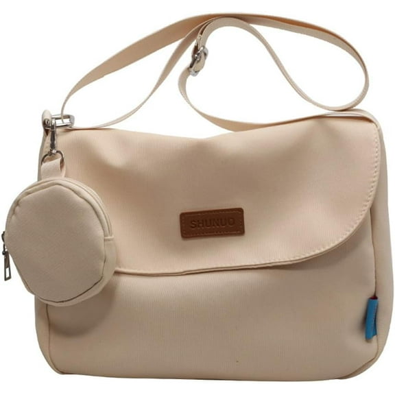 Canvas Messenger Bag with Coin Purse Large Hobo Crossbody Bag Vintage Casual Satchel Shoulder Laptop Handbag