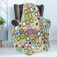 thumbnail image 4 of Retro Soft Flannel Fleece Throw Blanket, Abstract Grunge Background with Geometric Cubes Inner Circles Graphic Design, Cozy Plush for Indoor and Outdoor Use, 50" x 60", Multicolor, by Ambesonne, 4 of 5